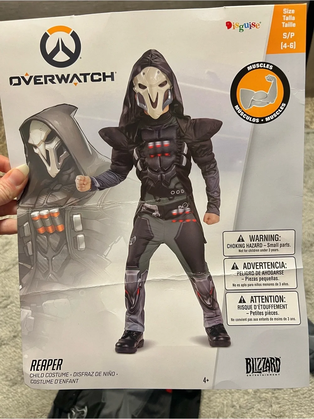 Overwatch Reaper Size SM 4-6YRS Kids Halloween Costume w/ Mask Complete Set EUC